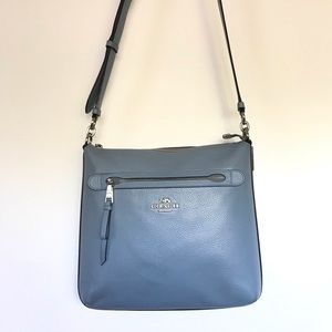 Coach Mae File Crossbody Cornflower Blue Pebbled Leather F34822